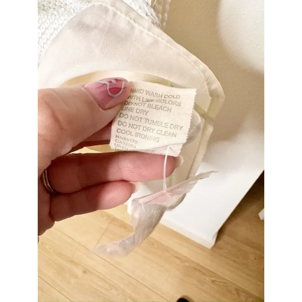 NWT Anthro Forever That Girl Strapless Slim Cream White Midi Dress Sequin Column - Picture 15 of 15